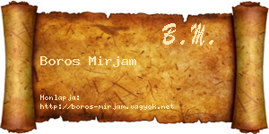 Boros Mirjam névjegykártya